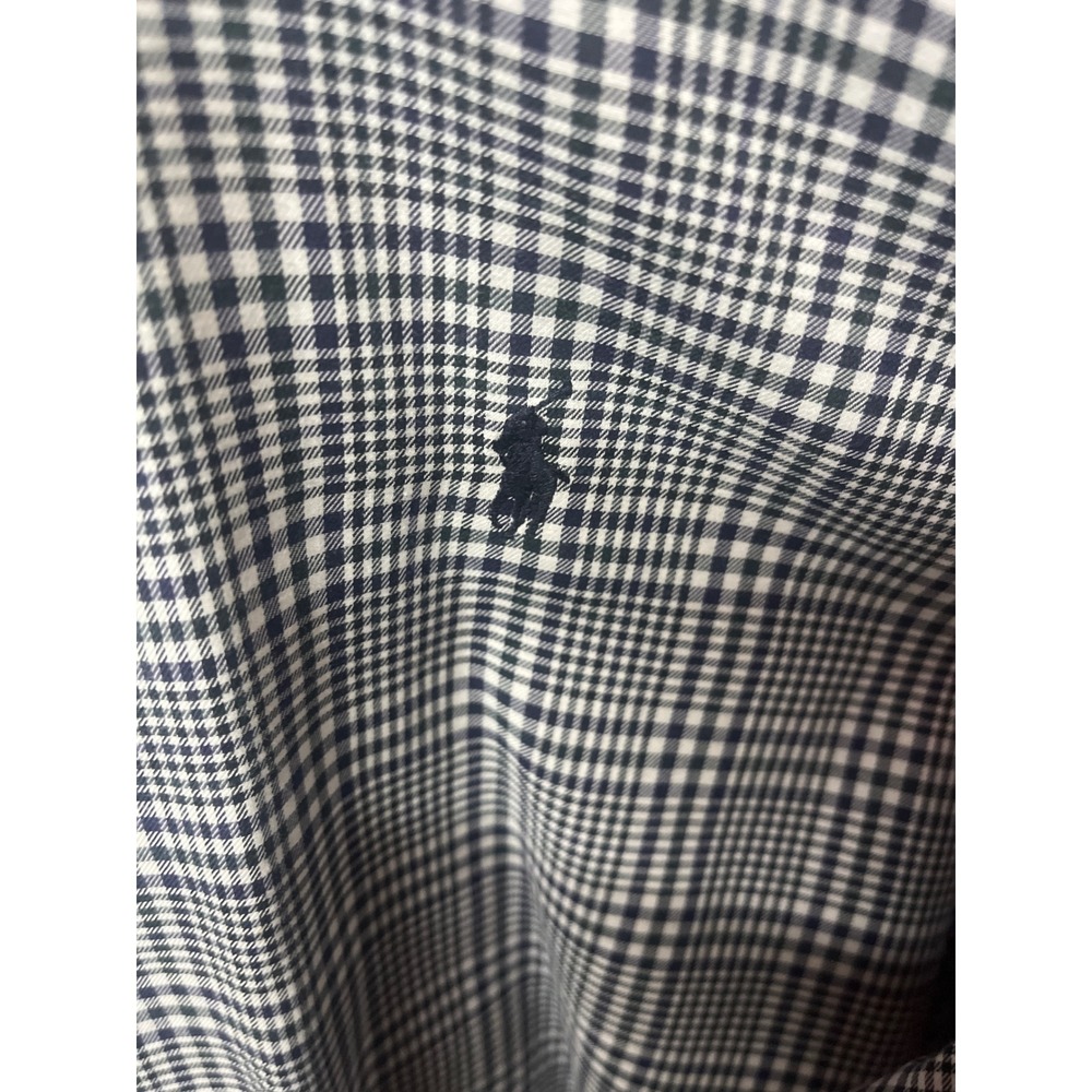 Ralph Lauren Blake Mens Large Blue White Glen Plaid Cotton Button Down Shirt - Picture 3 of 6